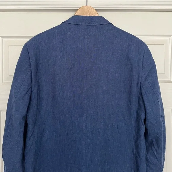{Alan Flusser} Linen Blend Sport Coat in Blue - Mens Medium - Picture 6 of 10